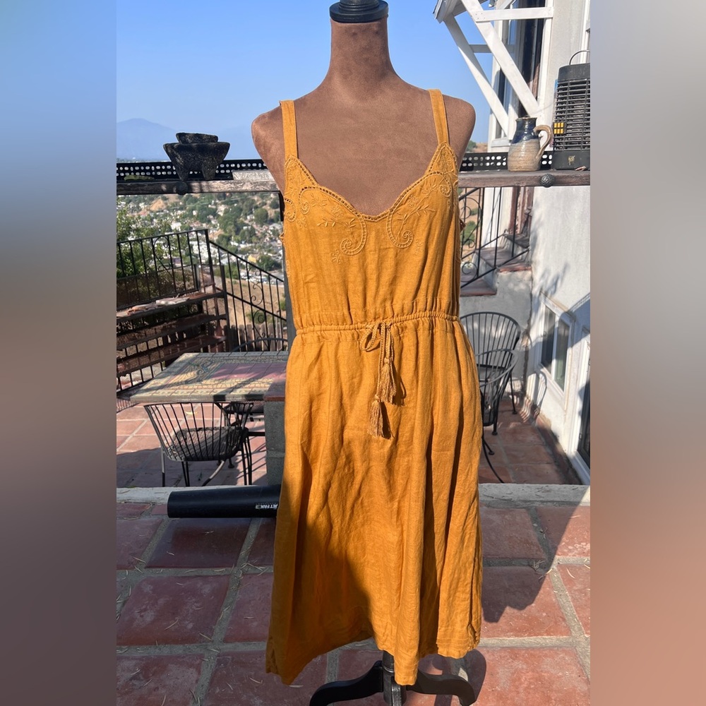 J. Crew Yellow Midi Sundress with Spaghetti Straps